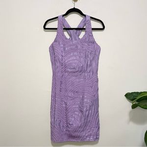 Samuel Dong Purple Sleeveless Geometric Scoop Neck Halter Mini Dress